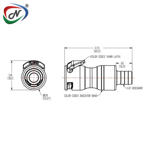 CPC Quick Connect & Disconnect Solutions LQ6D17008BLU 1/2 HB Valved In-Line Body - Blue NSSP006436