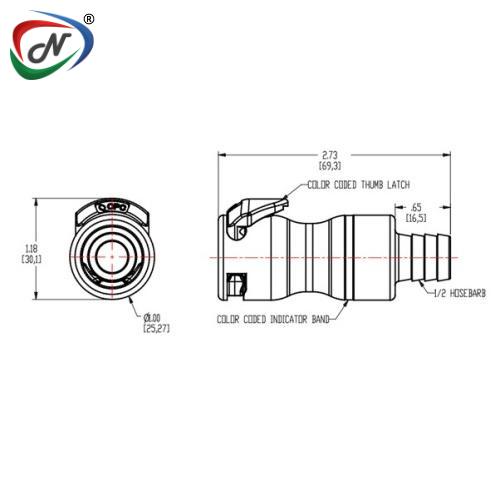 CPC Quick Connect & Disconnect Solutions LQ6D17008RED 1/2 HB Valved In-Line Body - Red NSSP006471