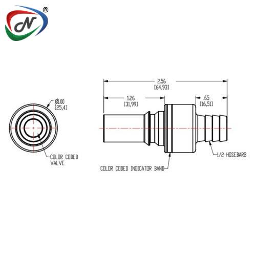 CPC Quick Connect & Disconnect Solutions LQ6D22008BLU 1/2 HB Valved In-Line Insert - Blue NSSP006479