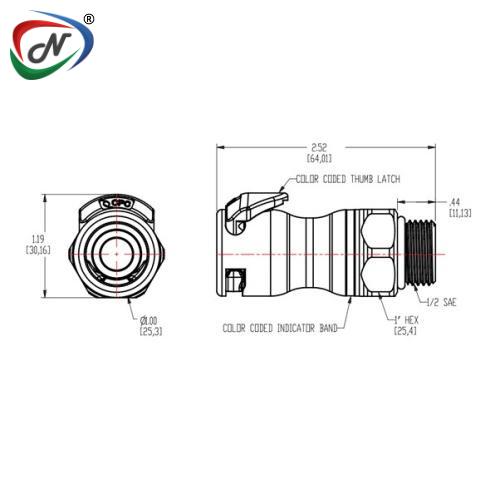 CPC Quick Connect & Disconnect Solutions LQ6D30008RED 1/2 SAE Valved Body - Red NSSP006492