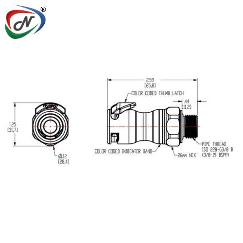 CPC Quick Connect & Disconnect Solutions LQ6D31006BLU G3/8 Valved Body - Blue NSSP006497
