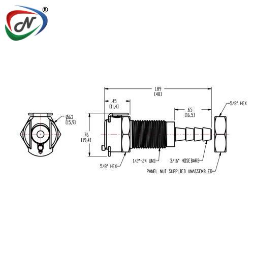 CPC Quick Connect & Disconnect Solutions MC1603 3/16 Hose Barb Non-Valved Panel Mount Chrome-plated Brass Coupling Body NSSP006546