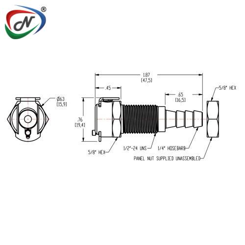 CPC Quick Connect & Disconnect Solutions MC1604 1/4 Hose Barb Non-Valved Panel Mount Chrome-plated Brass Coupling Body NSSP006576