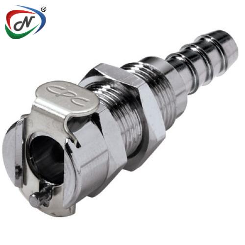 CPC Quick Connect & Disconnect Solutions MC1604K1 1/4 Hose Barb Non-Valved Panel Mount Chrome-plated Brass Coupling Body - Orange NSSP006577
