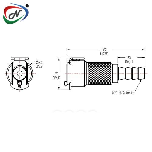 CPC Quick Connect & Disconnect Solutions MC1704 1/4 Hose Barb Non-Valved In-Line Chrome-plated Brass Coupling Body NSSP006584