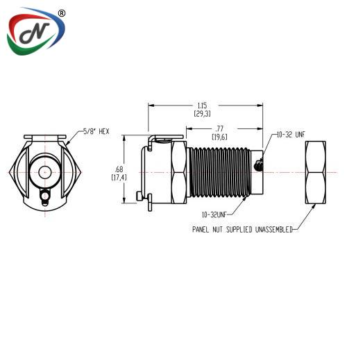 CPC Quick Connect & Disconnect Solutions MC181032 10-32 Non-Valved Panel Mount Chrome plated Brass Coupling Body NSSP006585