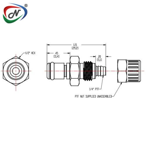 CPC Quick Connect & Disconnect Solutions MC2004 -1/4 PTF Non-Valved In-Line Chrome-plated  Brass Coupling insert NSSP003529
