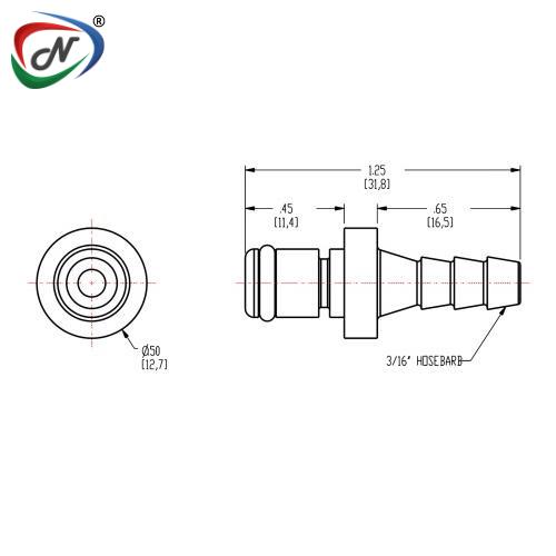 CPC Quick Connect & Disconnect Solutions MC2203 3/16 Hose Barb Non-Valved In-Line Chrome plated Brass Coupling Insert NSSP006610