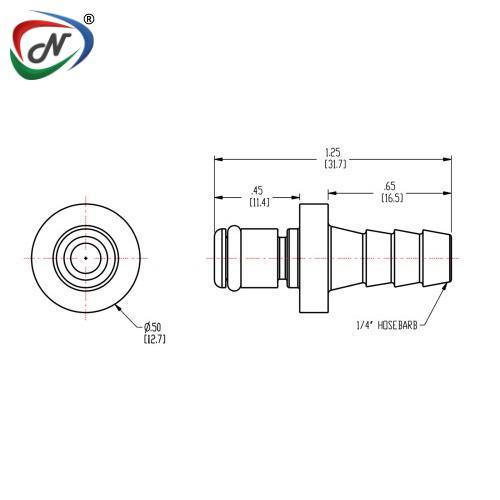 CPC Quick Connect & Disconnect Solutions MC2204 1/4 Hose Barb Non-Valved In-Line Chrome -plated Brass Coupling Insert NSSP006612
