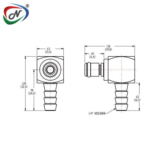 CPC Quick Connect & Disconnect Solutions MC2304 1/4 Hose Barb Non-Valved Elbow Chrome plated Brass Coupling Insert NSSP006621