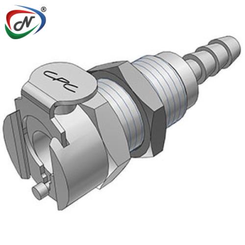 CPC Quick Connect & Disconnect Solutions MCD1603V  3/16 Hose Barb Valved Panel Mount Chrome -plated Brass Coupling Body FKM Seal NSSP006765