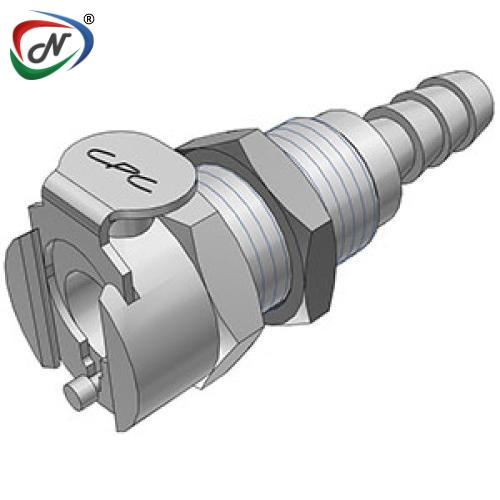 CPC Quick Connect & Disconnect Solutions MCD1604NA 1/4 Hose Barb Valved Panel Mount Chrome plated Brass Coupling Body Nut Assembled NSSP006794