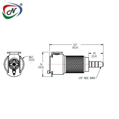 CPC Quick Connect & Disconnect Solutions MCD1702 1/8 Hose Barb Valved In-Line Chrome-plated Brass Coupling Body NSSP006797