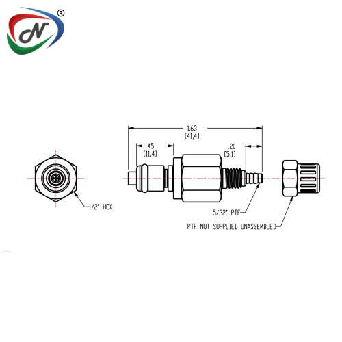 CPC Quick Connect & Disconnect Solutions MCD20025 5/32 PTF Valved Chrome-plated Brass Coupling Insert NSSP006827