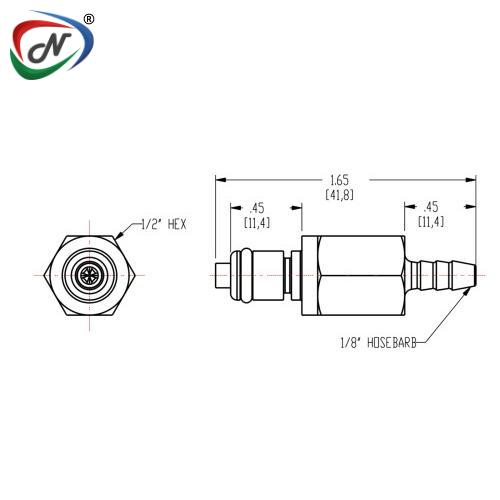 CPC Quick Connect & Disconnect Solutions MCD2202 1/8 Hose Barb Valved Chrome-plated Brass Coupling Insert NSSP006849