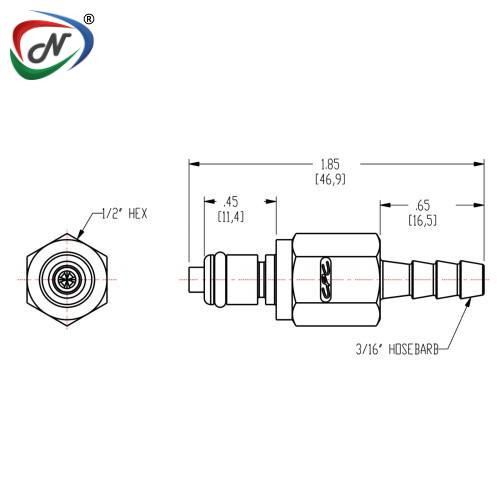 CPC Quick Connect & Disconnect Solutions MCD2203 3/16 Hose Barb Valved Chrome-plated Brass Coupling Insert NSSP006853