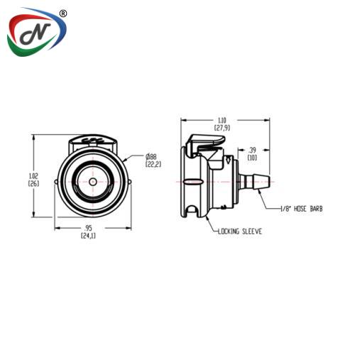 CPC Quick Connect & Disconnect Solutions MPCK17002T03  1/8 Hose Barb Non-Valved In-Line Class VI Polycarbonate Coupling Body With Lock NSSP008083