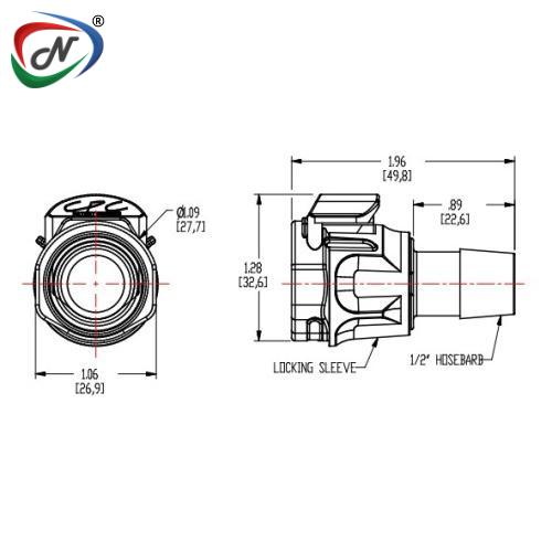 CPC Quick Connect & Disconnect Solutions MPXK17803 1/2 Hose Barb Non-Valved Coupling Body With Lock NSSP004079