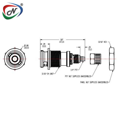 CPC Quick Connect & Disconnect Solutions NS2D120412 1/4 PTF Valved Panel Mount Molded Grey Polypro Cplng Body, EPR O-Ring NSSP007292