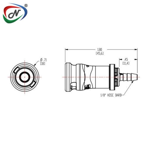 CPC Quick Connect & Disconnect Solutions NS2D170212 1/8 Hose Barb Valved In-Line Coupling Body NCPC142