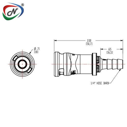 CPC Quick Connect & Disconnect Solutions NS2D170412 1/4 Hose Barb Valved In-Line Coupling Body NCPC143