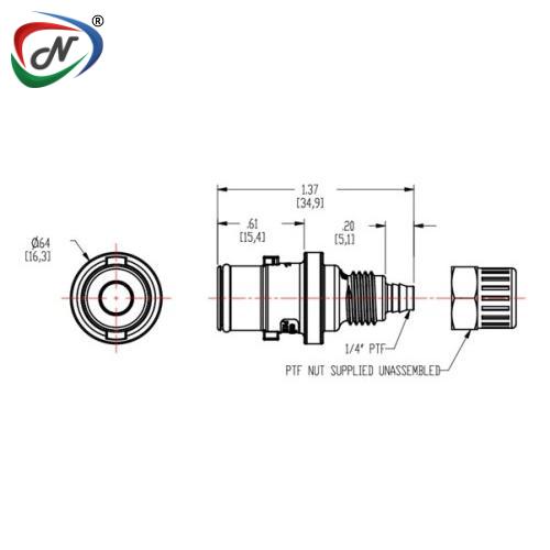 CPC Quick Connect & Disconnect Solutions NS2D200412 1/4 PTF Valved In-Line Coupling Insert NCPC144