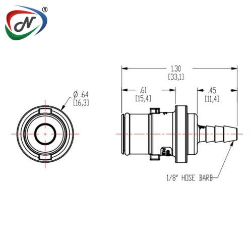 CPC Quick Connect & Disconnect Solutions NS2D220212 1/8 Hose Barb Valved In-Line Coupling Insert NCPC145