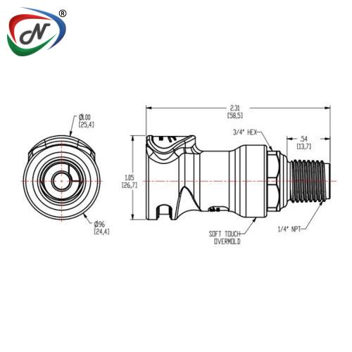 CPC Quick Connect & Disconnect Solutions NS4D1000406 1/4 NPT Valved White with Teal Overmold ABS Coupling Body with EPDM O-Ring NSSP007257