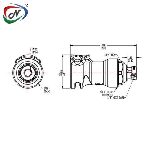 CPC Quick Connect & Disconnect Solutions NS4D1700206 1/8 Hose Barb Vlv In-Line White with Teal Overmold ABS Coupling Body, EPDM O-Ring NSSP007202