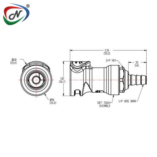 CPC Quick Connect & Disconnect Solutions NS4D1700406 1/4 Hose Barb Vlv In-Line White with Teal Overmold ABS Coupling Body, EPDM O-Ring NSSP007190