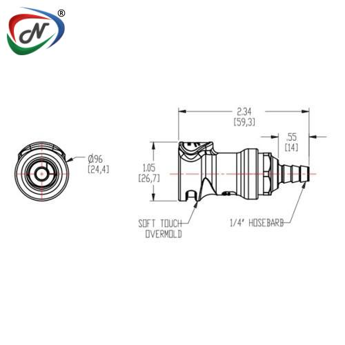 CPC Quick Connect & Disconnect Solutions NS4D17004 1/4 Hose Barb Valved In-Line Coupling Body NSSP003222