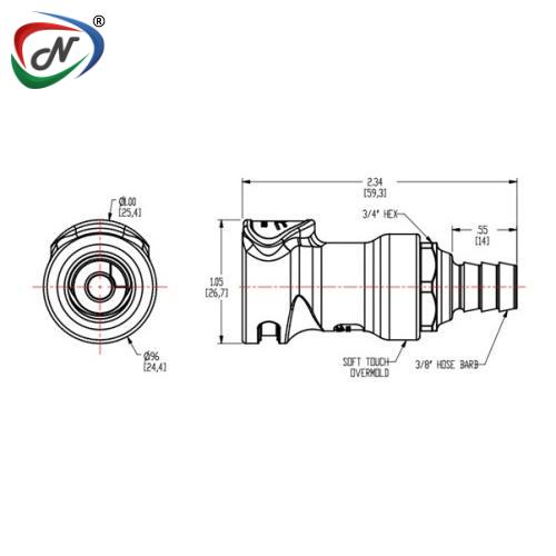 CPC Quick Connect & Disconnect Solutions NS4D1700606 3/8 Hose Barb Vlv In-Line White with Teal Overmold ABS Coupling Body, EPDM O-Ring NSSP007171