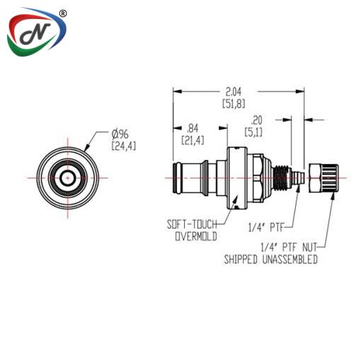 CPC Quick Connect & Disconnect Solutions NS4D20004 1/4 PTF Valved In-Line Coupling Insert NCPC195