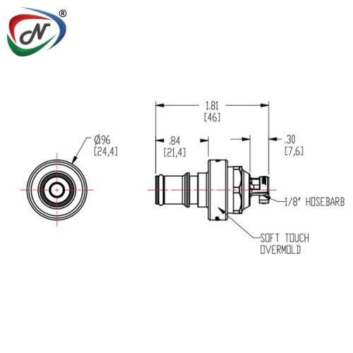 CPC Quick Connect & Disconnect Solutions NS4D22002 1/8 Hose Barb Valved In-Line Molded Grey Polypropylene Coupling Insert NSSP007155