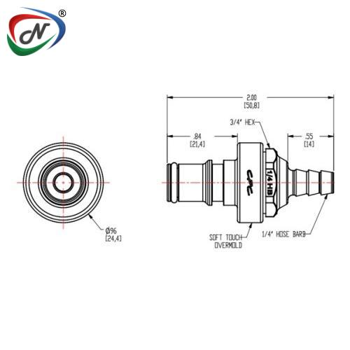 CPC Quick Connect & Disconnect Solutions NS4D2200406 1/4 Hose Barb Valved In-Line White Teal Overmold ABS Coupling Insert, EPDM O-Ring NSSP007150