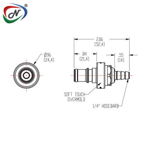 CPC Quick Connect & Disconnect Solutions NS4D22004 1/4 Hose Barb Valved In-Line Coupling Insert NSSP003223