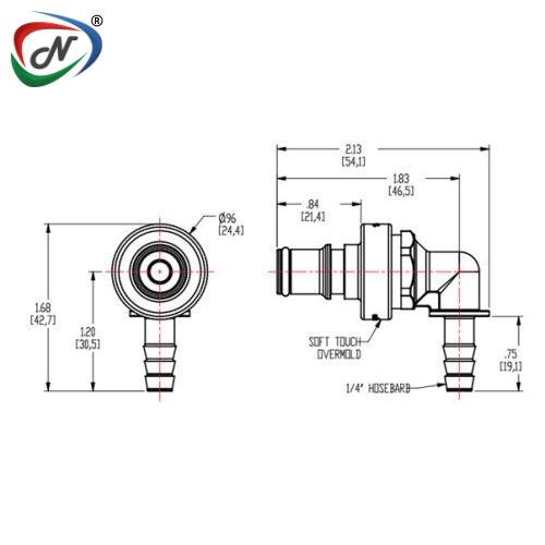 CPC Quick Connect & Disconnect Solutions NS4D23004 1/4 Hose Barb Valved Elbow Molded Grey Polypropylene Coupling Insert NSSP007126