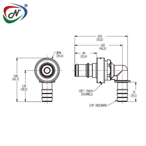 CPC Quick Connect & Disconnect Solutions NS4D23006 3/8 Hose Barb Valved Elbow Molded Grey Polypropylene Coupling Insert NSSP007123