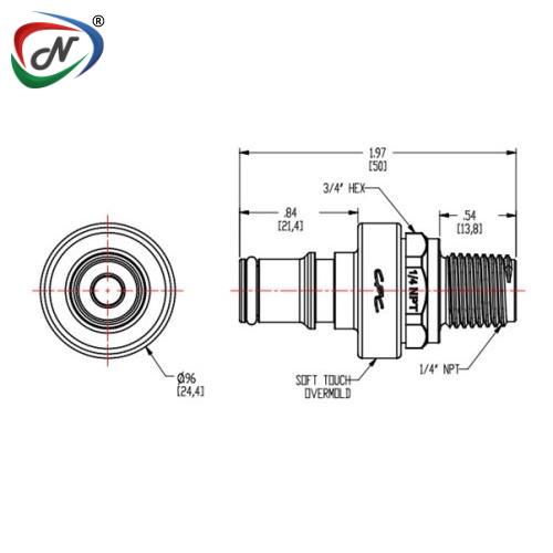 CPC Quick Connect & Disconnect Solutions NS4D2400406 1/4 NPT Valved White with Teal Overmold ABS Coupling Insert with EPDM O-Ring NSSP007111