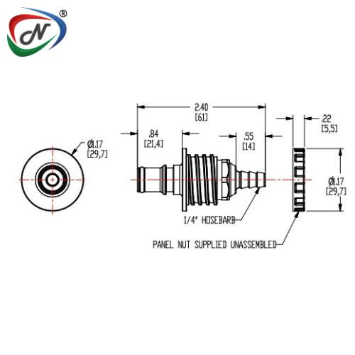 CPC Quick Connect & Disconnect Solutions NS4D42004 1/4 Hose Barb Valved Panel Mount Coupling Insert NCPC211