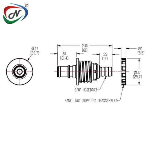 CPC Quick Connect & Disconnect Solutions NS4D42006 3/8 Hose Barb Valved Panel Mount Coupling Insert NCPC213