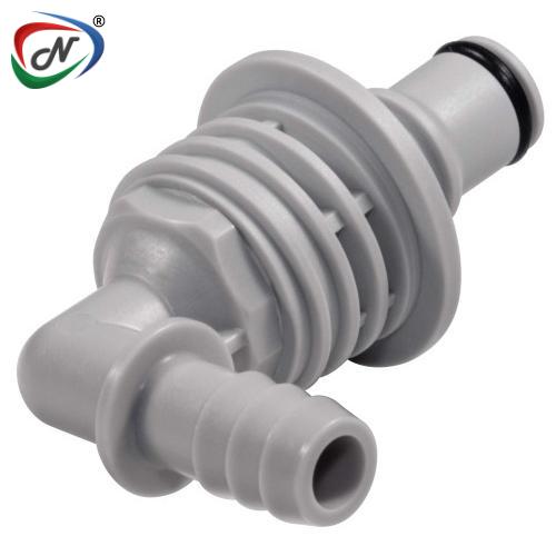 CPC Quick Connect & Disconnect Solutions NS4D43006 3/8 Hose Barb Valved Panel Mount Elbow Molded Grey Polypropylene Coupling Insert NSSP007084