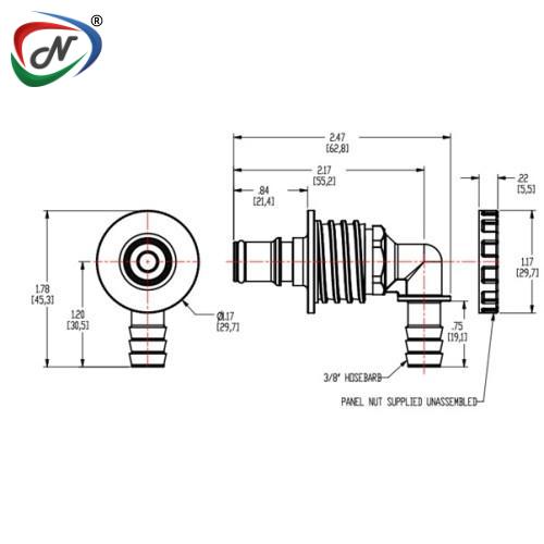 CPC Quick Connect & Disconnect Solutions NS4D43006 3/8 Hose Barb Valved Panel Mount Elbow Coupling Insert NCPC215