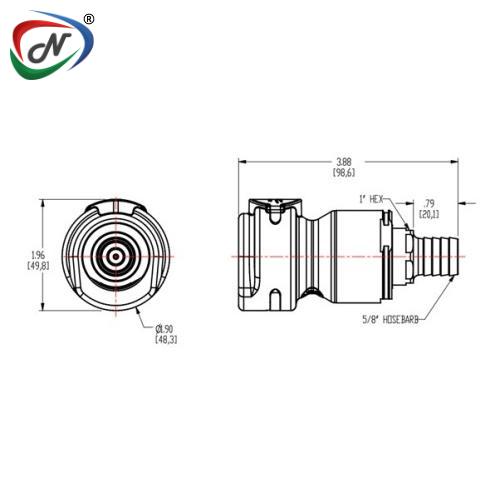 CPC Quick Connect & Disconnect Solutions NSHD17010 5/8 Hose Barb Valved In-Line Molded Grey  Polypropylene Coupling Body NSSP007016