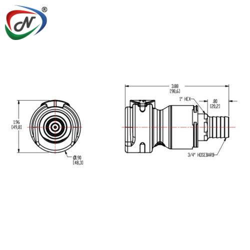 CPC Quick Connect & Disconnect Solutions NSHD17012 3/4 Hose Barb Valved In-Line Molded Grey Polypropylene Coupling Body NSSP007009