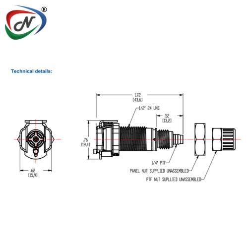 CPC Quick Connect & Disconnect Solutions 12500 PMCD1204 1/4 PTF Valved Panel Mount Coupling Body (PMCD1204 NSF) NSSP004215