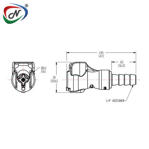 CPC Quick Connect & Disconnect Solutions 11400 1/4 Hose Barb Valved In-Line Coupling Body (PMCD1704 NSF) NSSP004221