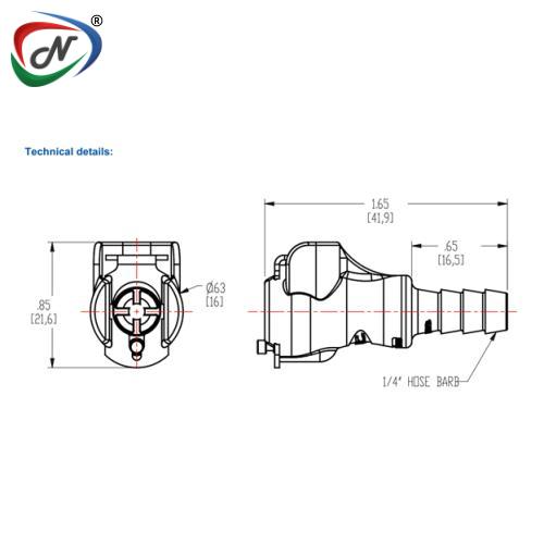CPC Quick Connect & Disconnect Solutions 10900 1/4 Hose Barb Non-Valved In-Line Coupling Body (PMC1704 NSF) NSSP004222