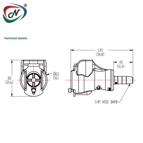 CPC Quick Connect & Disconnect Solutions 13200 1/8 Hose Barb Non-Valved In-Line Acetal Coupling Body (PMC1702 NSF) NSSP004236