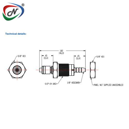 CPC Quick Connect & Disconnect Solutions 14300 1/8 Hose Barb Valved Panel Mount Acetal Coupling Insert (PMCD4202 NSF) NSSP004240